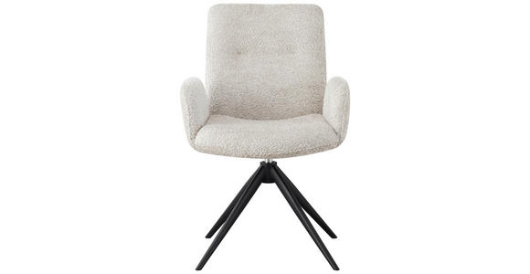 ARMLEHNSTUHL in Eisen Webstoff - Perlmutt/Creme, Design, Textil/Metall (57/90/64cm) - Novel