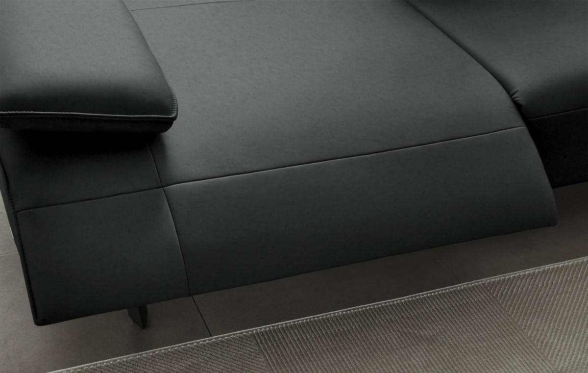 ECKSOFA Echtleder Anthrazit  - Anthrazit, Design, Leder/Metall (290/230cm) - Johann Jakob