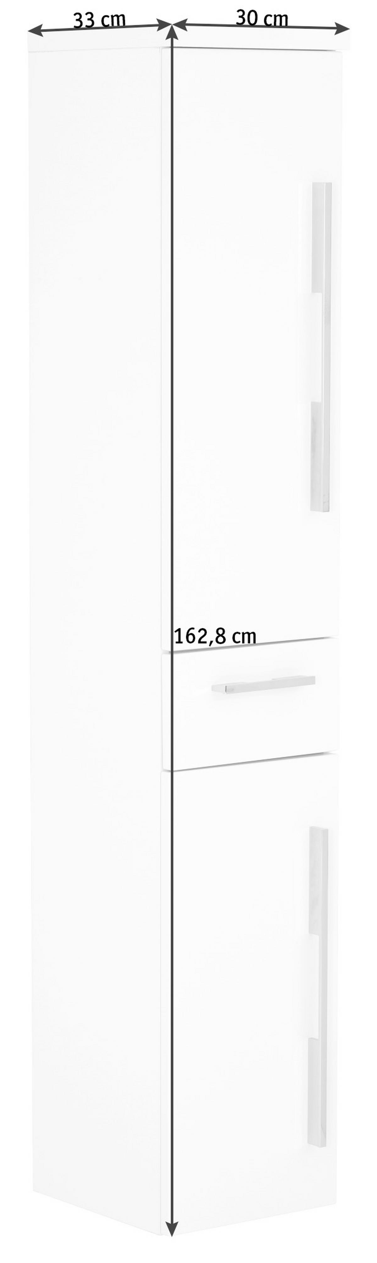 VYSOKÁ SKŘÍŇ, bílá, bílá, 30/162,8/33 cm - bílá/barvy chromu, Konvenční, kov/kompozitní dřevo (30/162,8/33cm) - Dieter Knoll