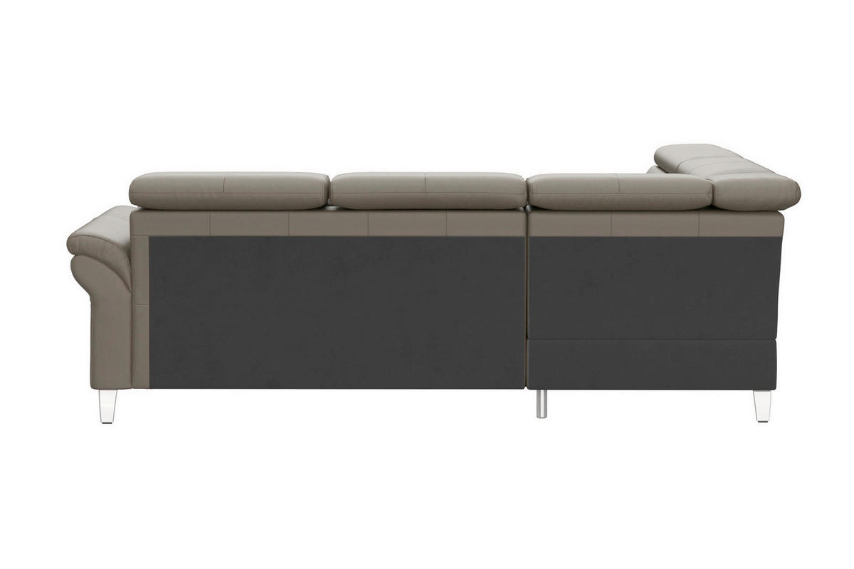 ROHOVÁ SEDAČKA, textil, koža, sivá - sivá/chrómová, Basics, kov/koža (194/245cm) - Sit & More