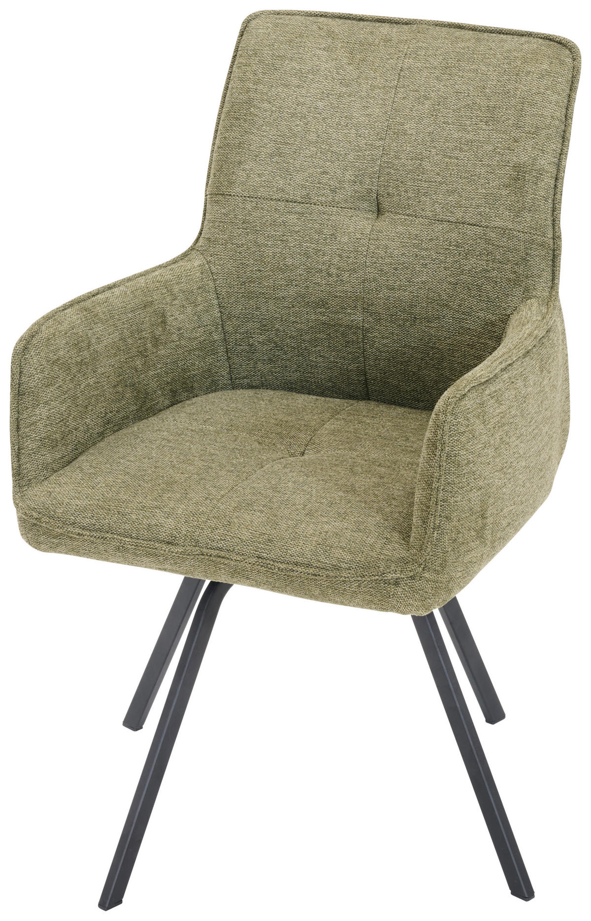 ARMLEHNSTUHL  in Stahl Chenille  - Schwarz/Grün, Design, Textil/Metall (56/89/62cm) - Welnova
