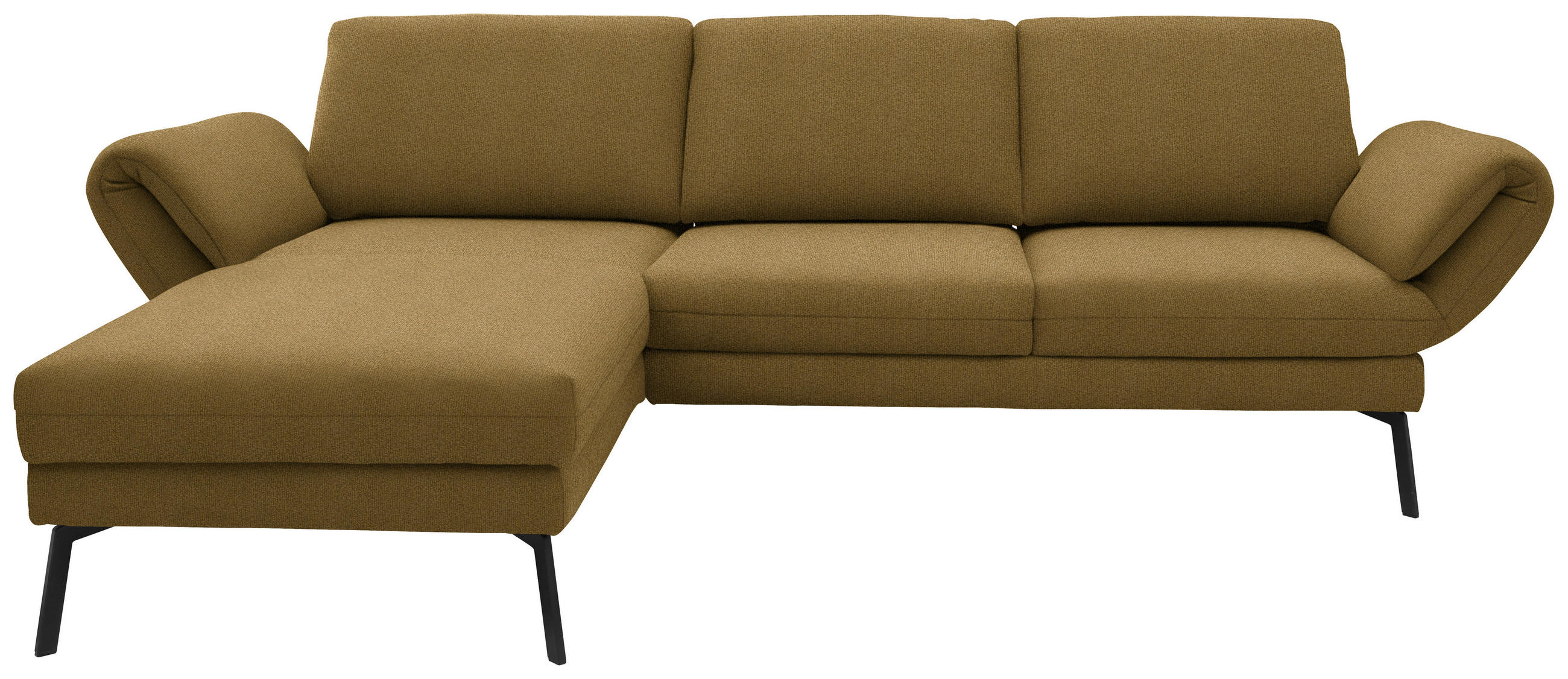 ECKSOFA  in Flachgewebe Schilfgrün  175-224/255-365 cm  - Schilfgrün/Schwarz, Design, Textil/Metall (175-224/255-365cm) - Dieter Knoll