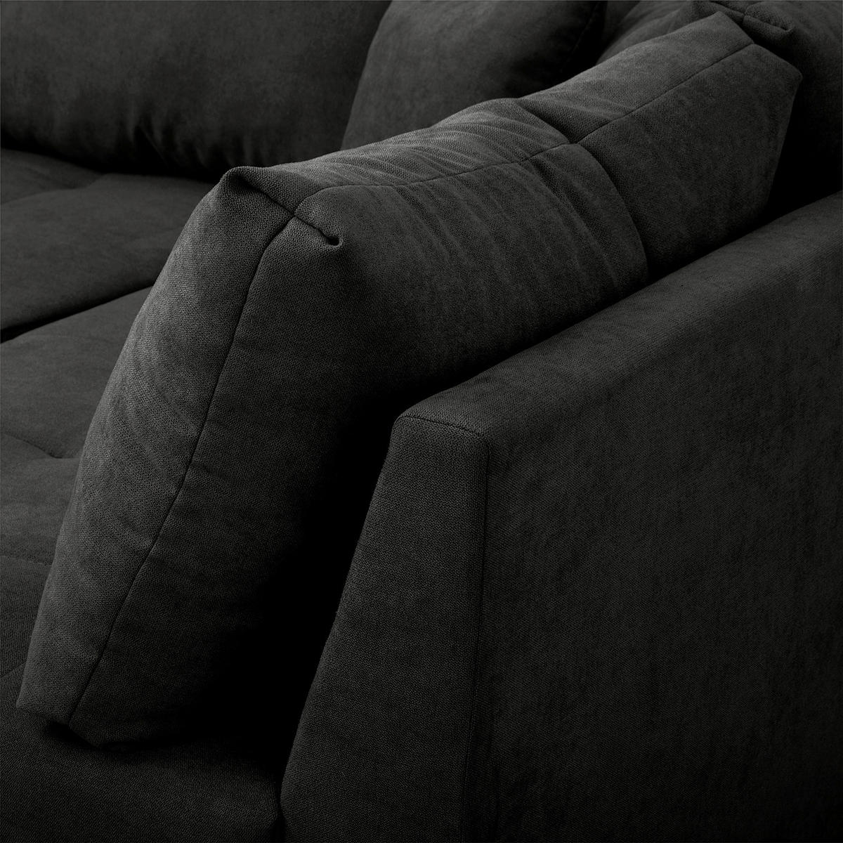 ECKSOFA Mikrofaser Schwarz  - Schwarz/Naturfarben, Design, Holz/Textil (231/161cm) - Livetastic