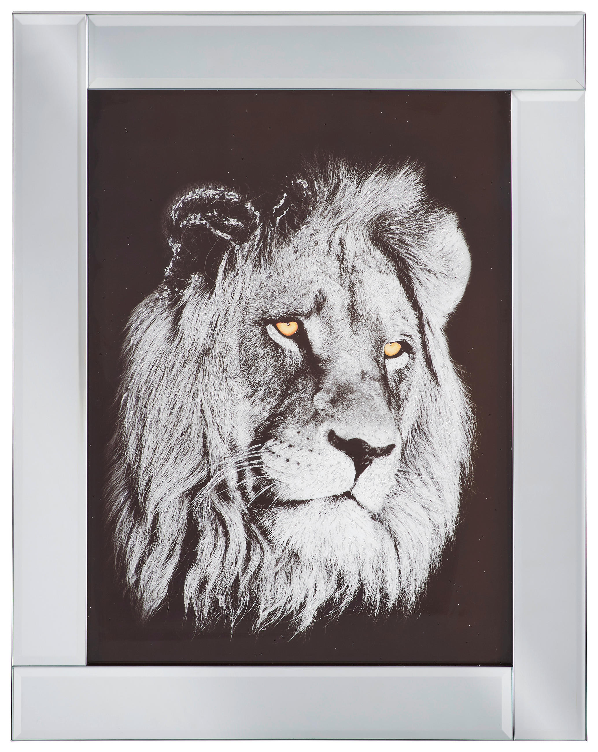 GLASBILD Tiere 38/48 cm  - Silberfarben/Schwarz, Trend, Glas/Holz (38/48cm) - Ambia Home