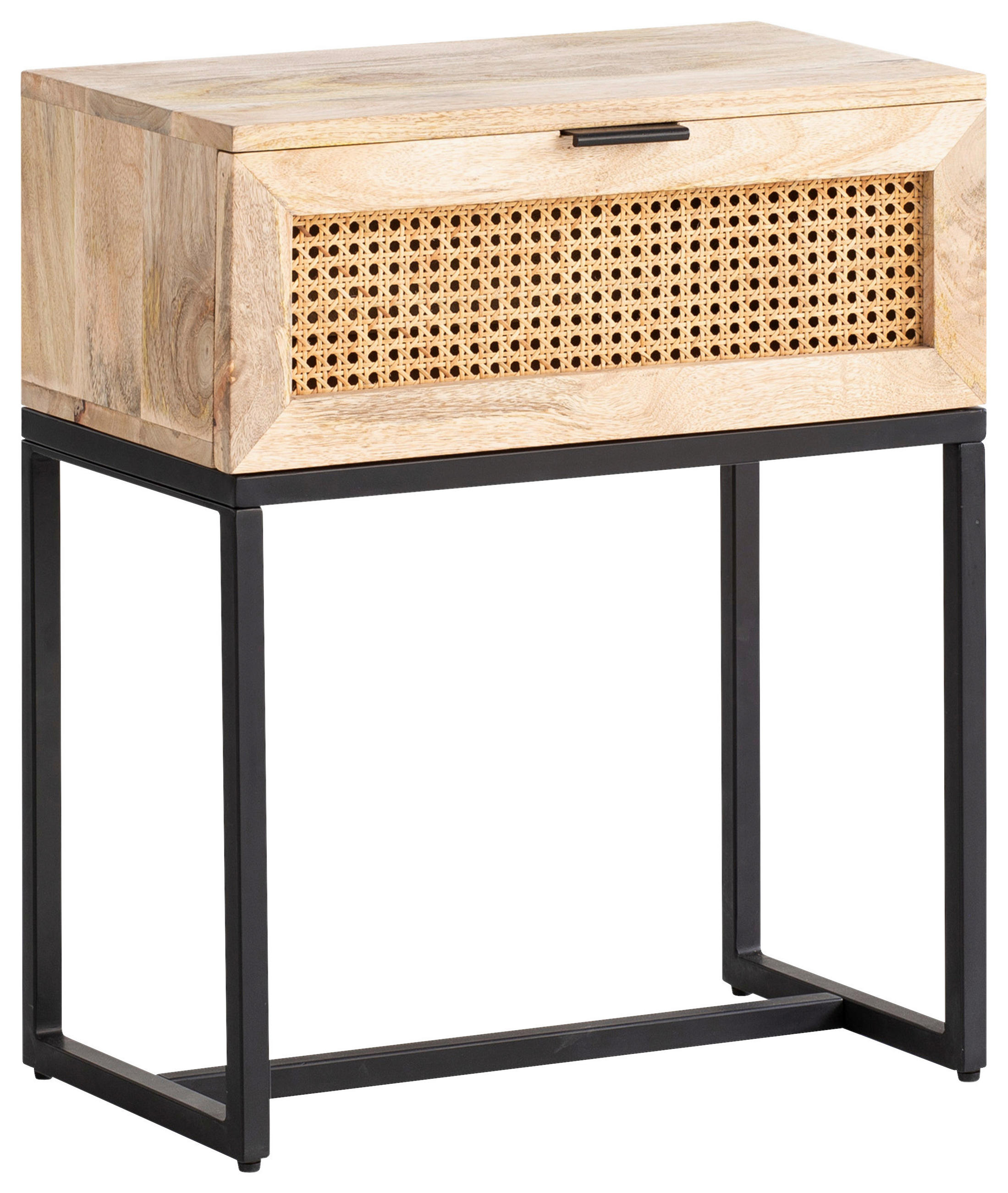 NACHTTISCH 50/60/30 cm  in massiv Mangoholz Naturfarben  - Schwarz/Naturfarben, Lifestyle, Holz/Metall (50/60/30cm) - MID.YOU