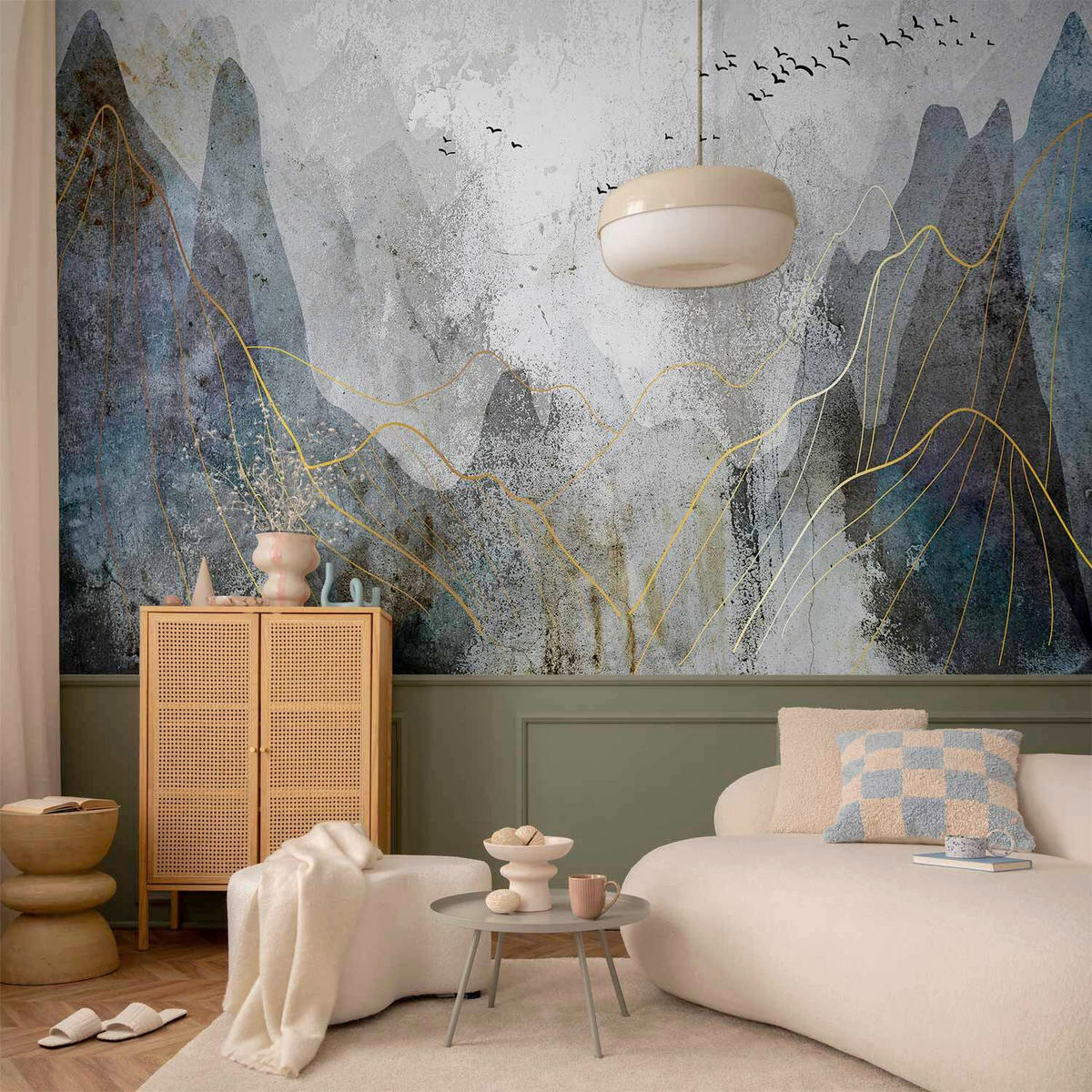 FOTOTAPETE  - Graublau/Hellgrau, LIFESTYLE, Textil (400/280cm) - artgeist