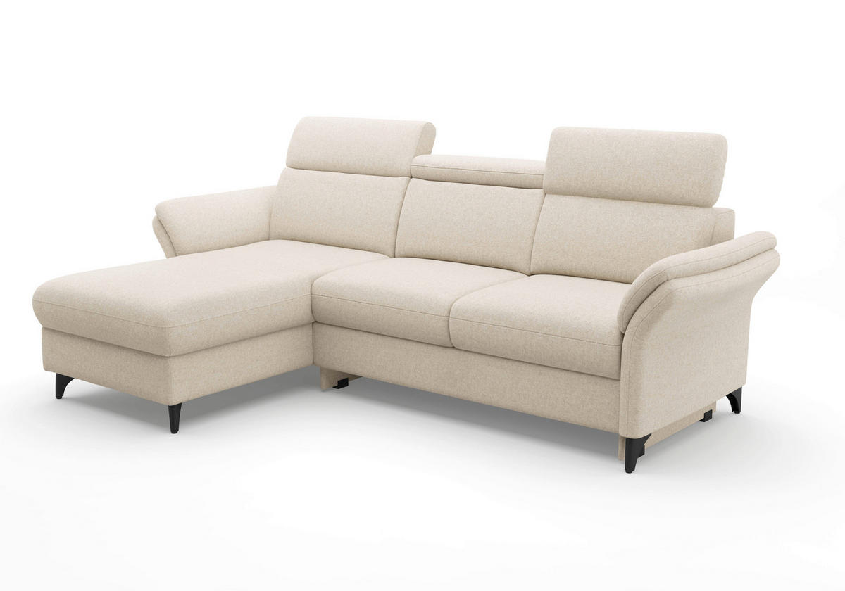 ECKSOFA Flachgewebe Creme  - Creme/Schwarz, Konventionell, Textil/Metall (166/253cm) - Sit & More
