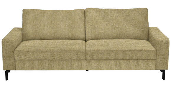 3-SITZER-SOFA in Flachgewebe Gelb, Hellgrün  - Gelb/Schwarz, Design, Textil/Metall (218/86/97cm) - Hom`in