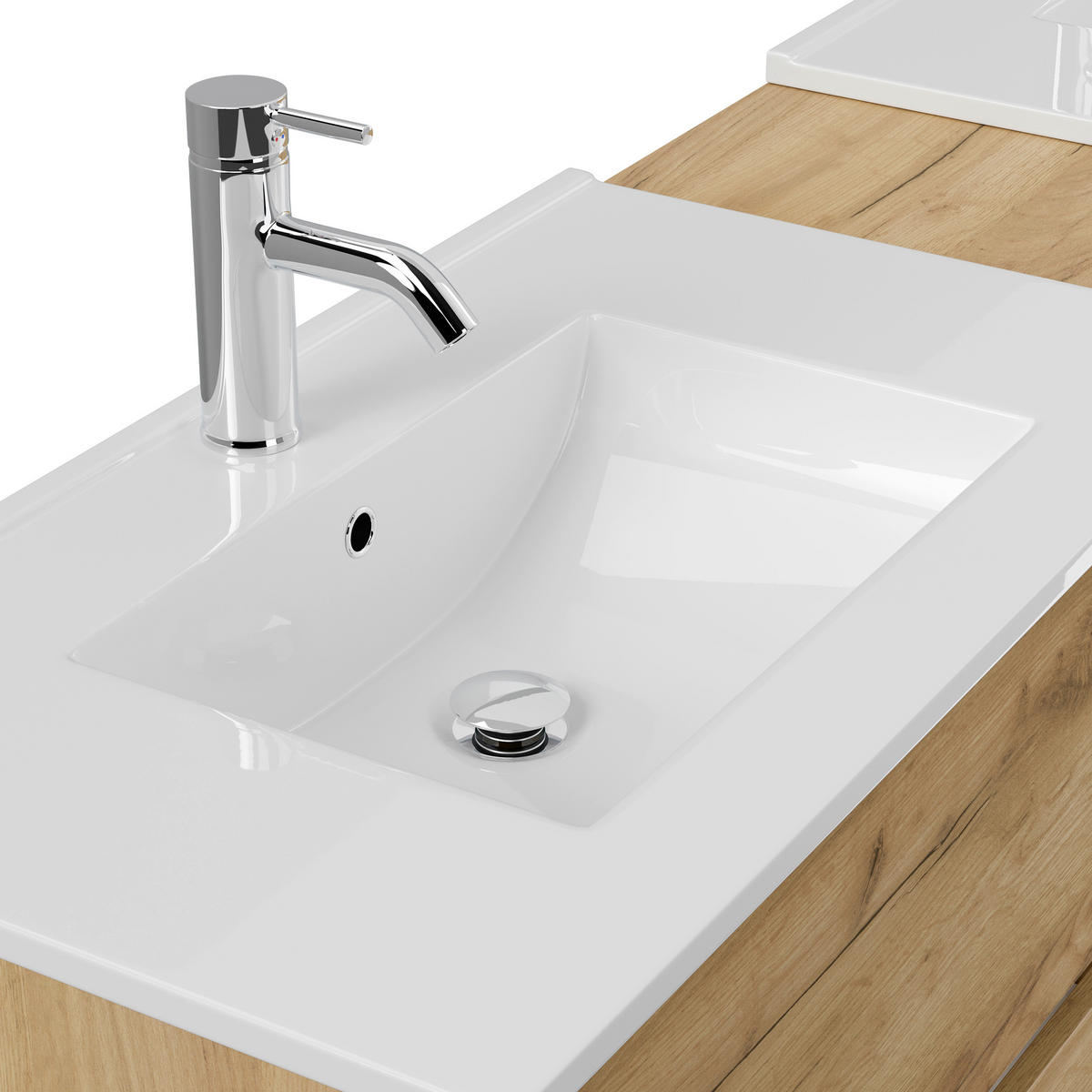 BADEZIMMER 3-teilig  in 190 cm  - Eichefarben/Weiß, Trend, Glas/Holzwerkstoff (190cm) - MID.YOU