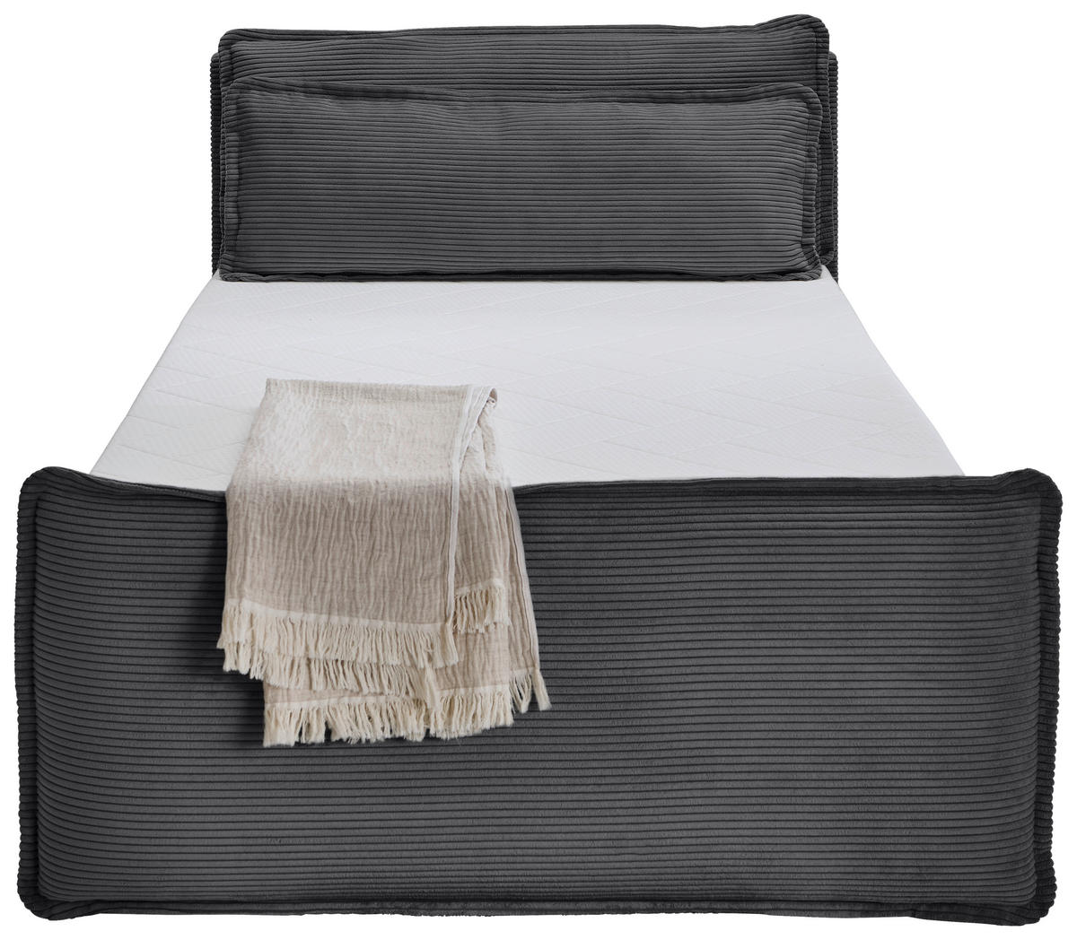BOXBETT 120/200 cm,  in Anthrazit, Kissen, Bettkasten, Topper, H3 = fest  - Anthrazit/Schwarz, Design, Kunststoff/Textil (120/200cm) - Chameo