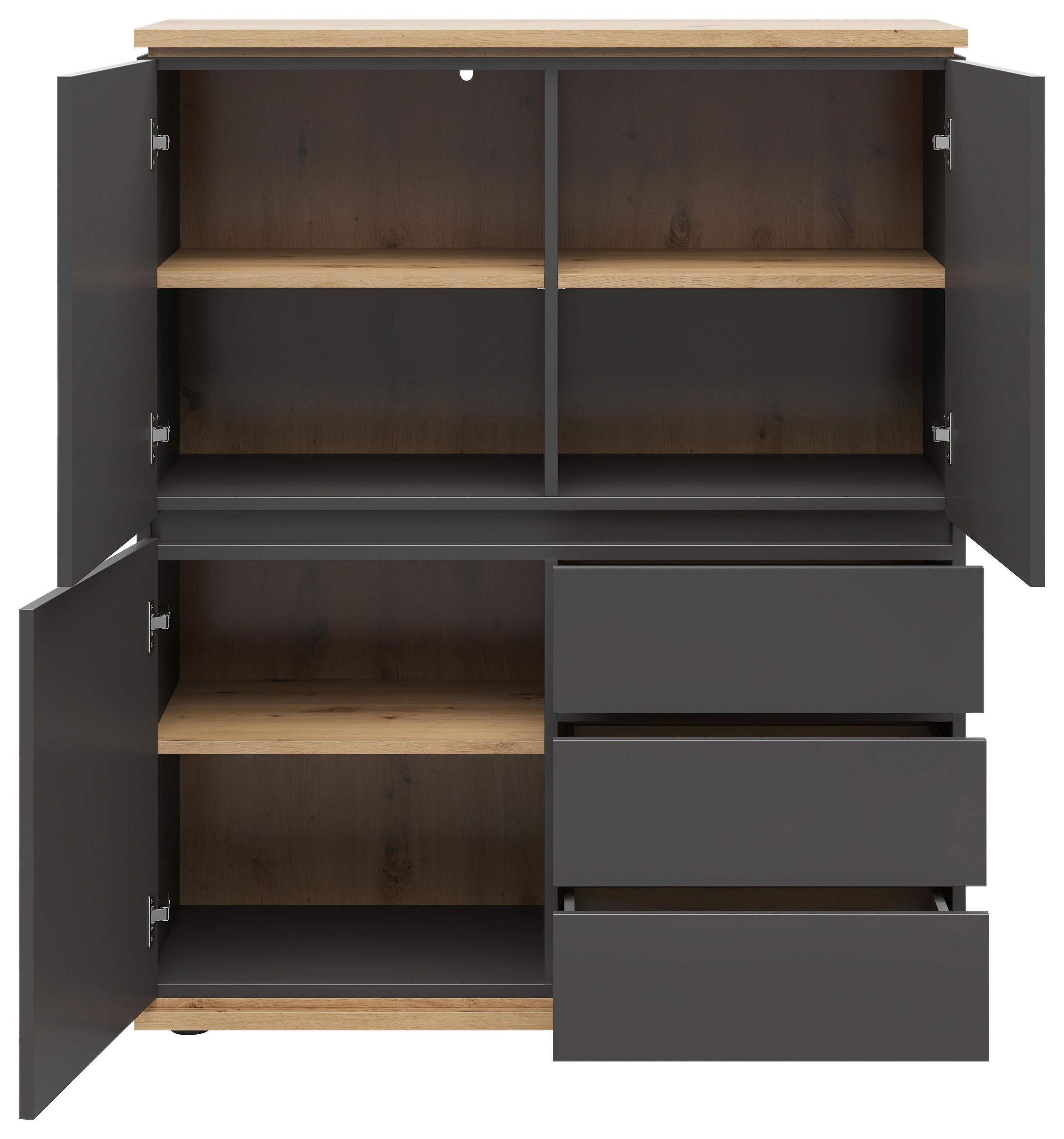HIGHBOARD  in 100/121/42 cm  - Schwarz/Graphitfarben, MODERN, Holzwerkstoff (100/121/42cm) - Xora