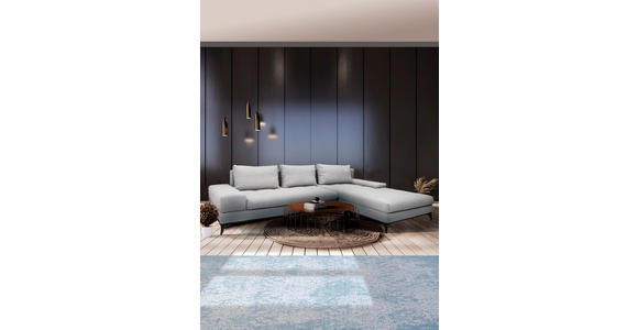 ECKSOFA Hellgrau Webstoff - Hellgrau/Schwarz, Design, Textil/Metall (315/212cm) - Carryhome