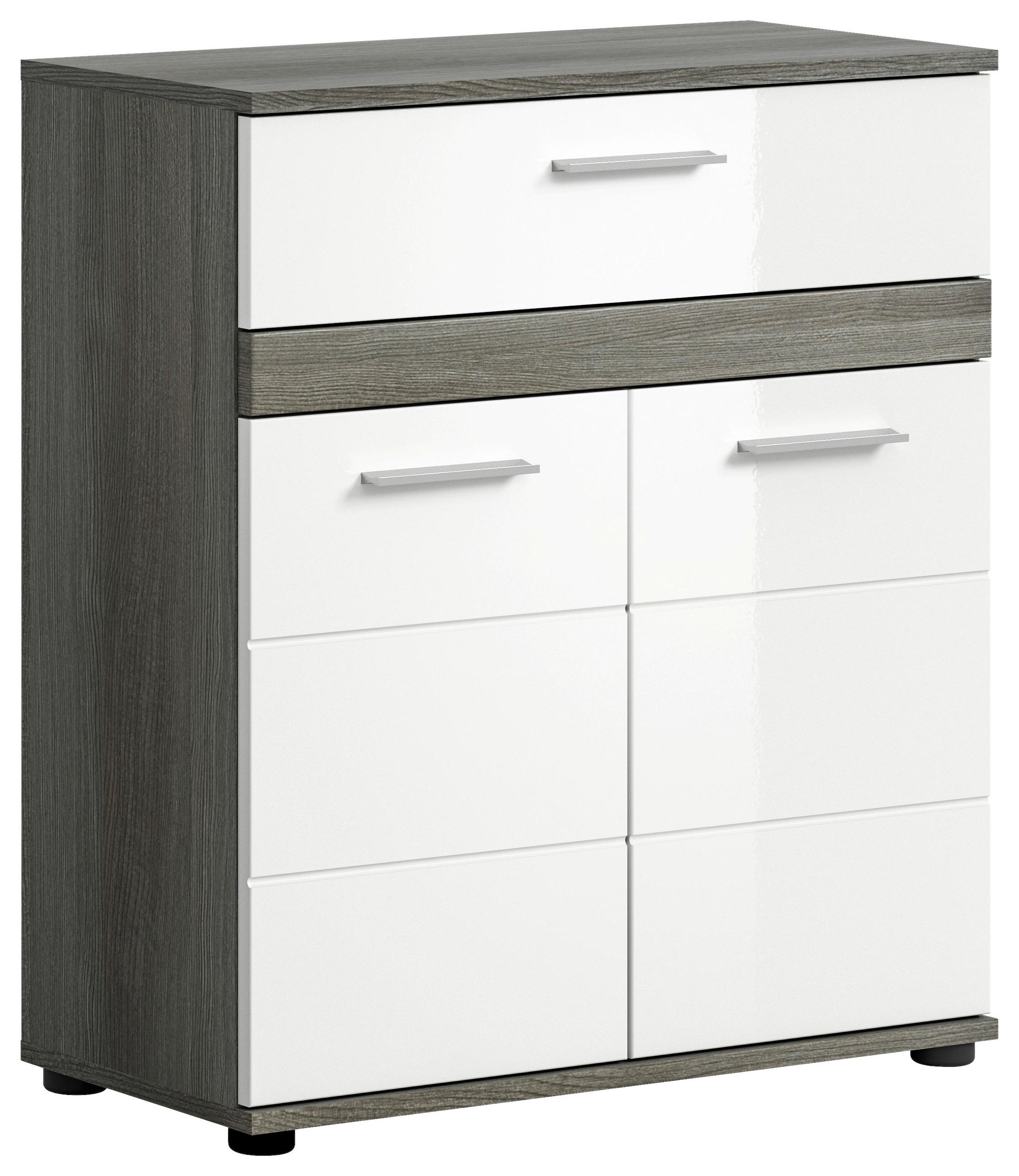 SPODNÍ SKŘÍŇKA, vysoce lesklá bílá, šedá, 70/79/31 cm - šedá/barvy stříbra, Moderní, kompozitní dřevo/plast (70/79/31cm) - MID.YOU