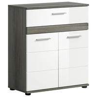 SPODNÍ SKŘÍŇKA, vysoce lesklá bílá, šedá, 70/79/31 cm - šedá/barvy stříbra, Moderní, kompozitní dřevo/plast (70/79/31cm) - MID.YOU