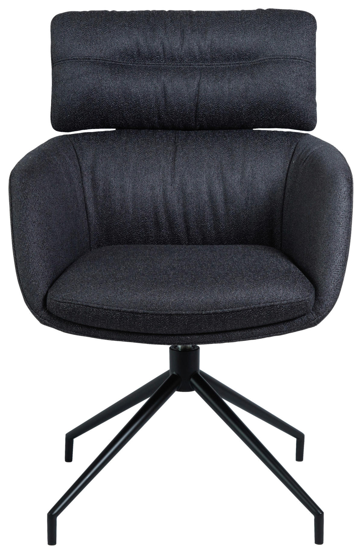 ARMLEHNSTUHL  Stoffauswahl, Sitzfläche 360° drehbar, automatische Rückholfunktion Webstoff  Graphitfarben, Schwarz  - Graphitfarben/Schwarz, Design, Textil/Metall (62/92/66cm) - Dieter Knoll