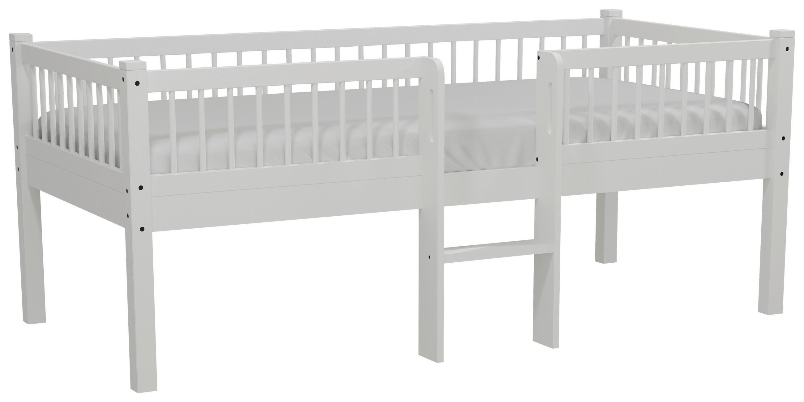 SPIELBETT Buche massiv 90/200 cm Weiß  - Naturfarben/Weiß, MODERN, Holz (90/200cm) - MID.YOU