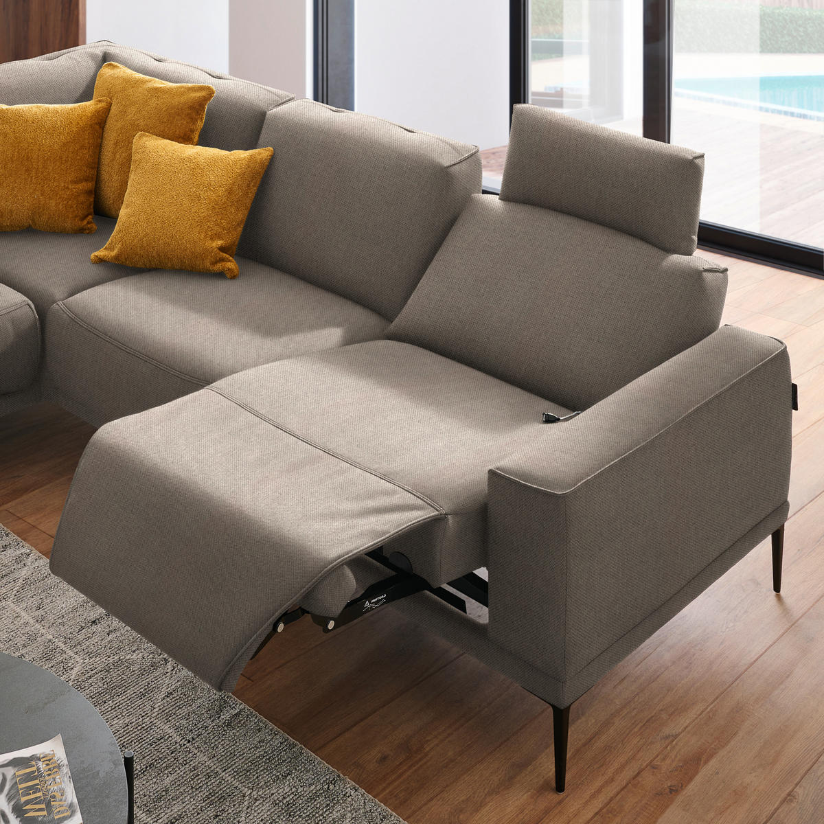 ECKSOFA in Flachgewebe Hellrosa, Hellbraun  - Hellbraun/Hellrosa, Design, Textil/Metall (210/260cm) - Johann Jakob