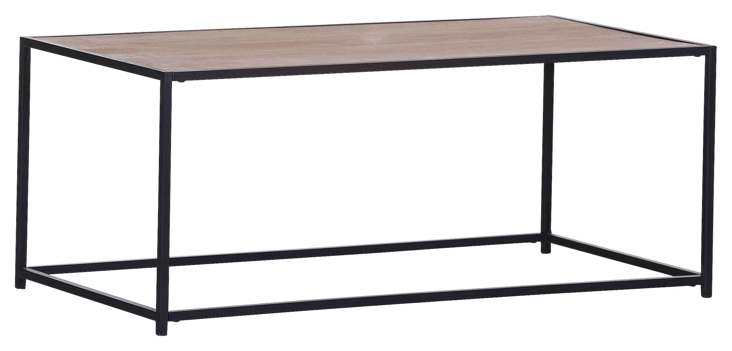 COUCHTISCH Akazie massiv 100/50/40 cm rechteckig Schwarz, Akaziefarben  - Schwarz/Akaziefarben, Trend, Holz/Metall (100/50/40cm) - Livetastic