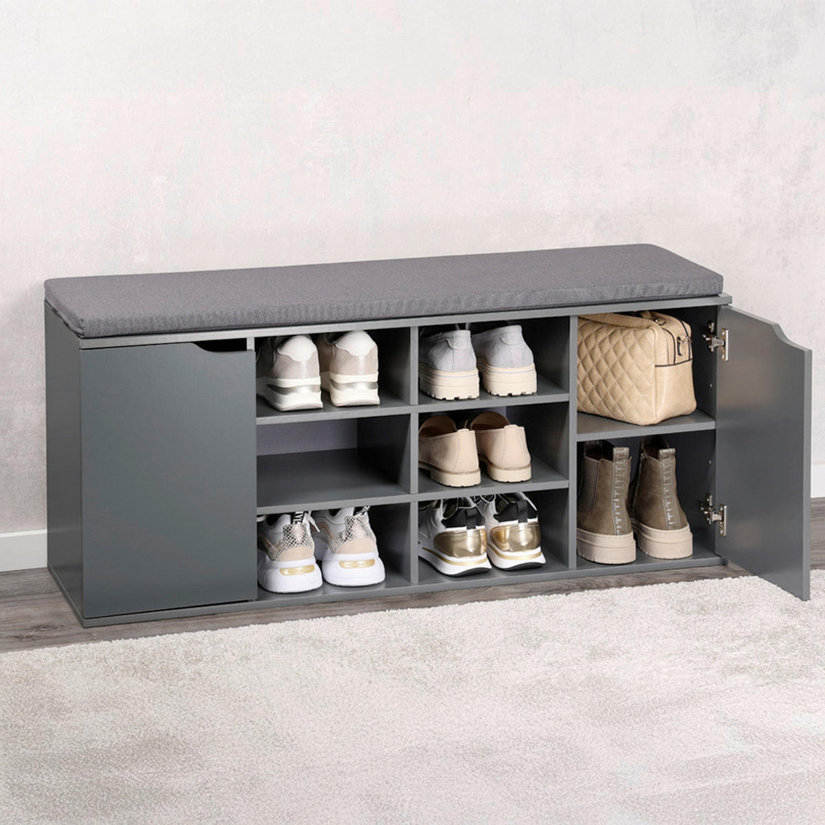 SCHUHSCHRANK  in 103/48/30.5 cm  - Grau, Design, Holzwerkstoff/Textil (103/48/30.5cm) - Kesper
