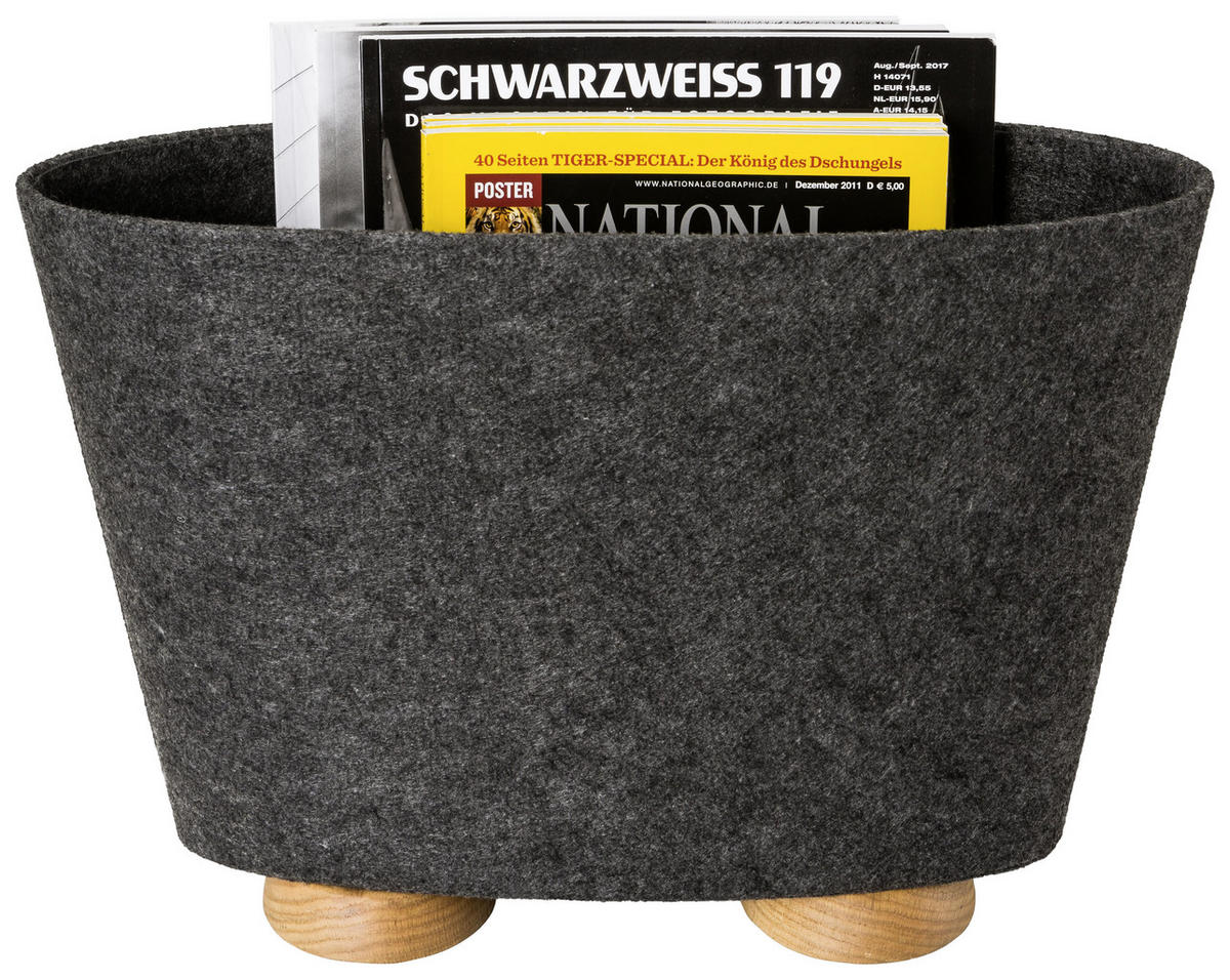 ZEITUNGSSTÄNDER Holz, Textil Anthrazit, Eichefarben  - Eichefarben/Anthrazit, Design, Holz/Textil (41/29/14cm)