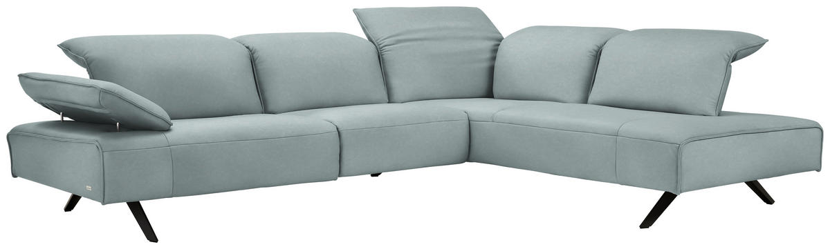 ECKSOFA Echtleder Hellblau  - Anthrazit/Hellblau, Design, Leder/Metall (290/230cm) - Johann Jakob