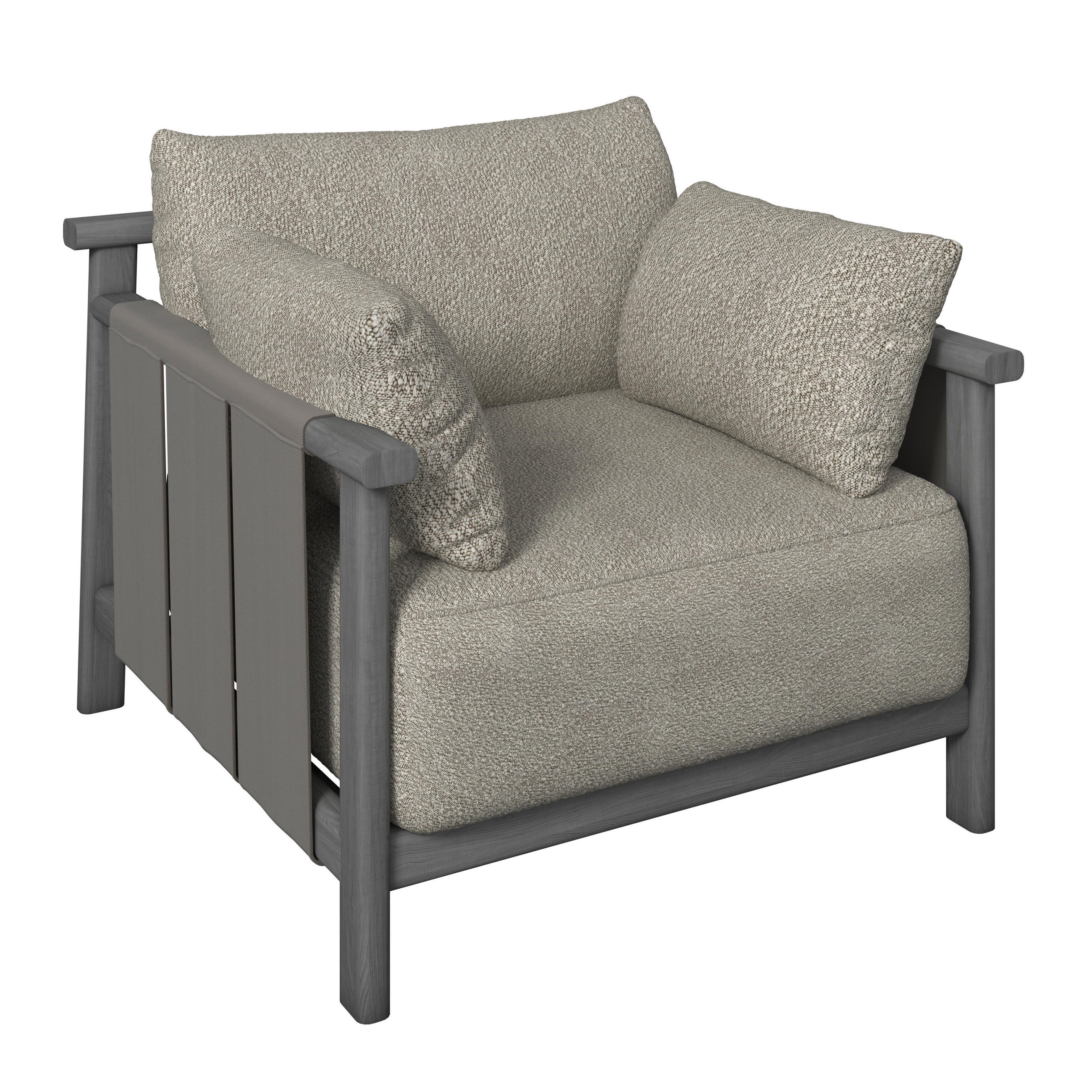 LOUNGESESSEL Anthrazit, Graphitfarben, Taupe Esche vollmassiv  - Taupe/Anthrazit, ROMANTIK / LANDHAUS, Holz/Textil (100/86/97,5cm) - Dieter Knoll