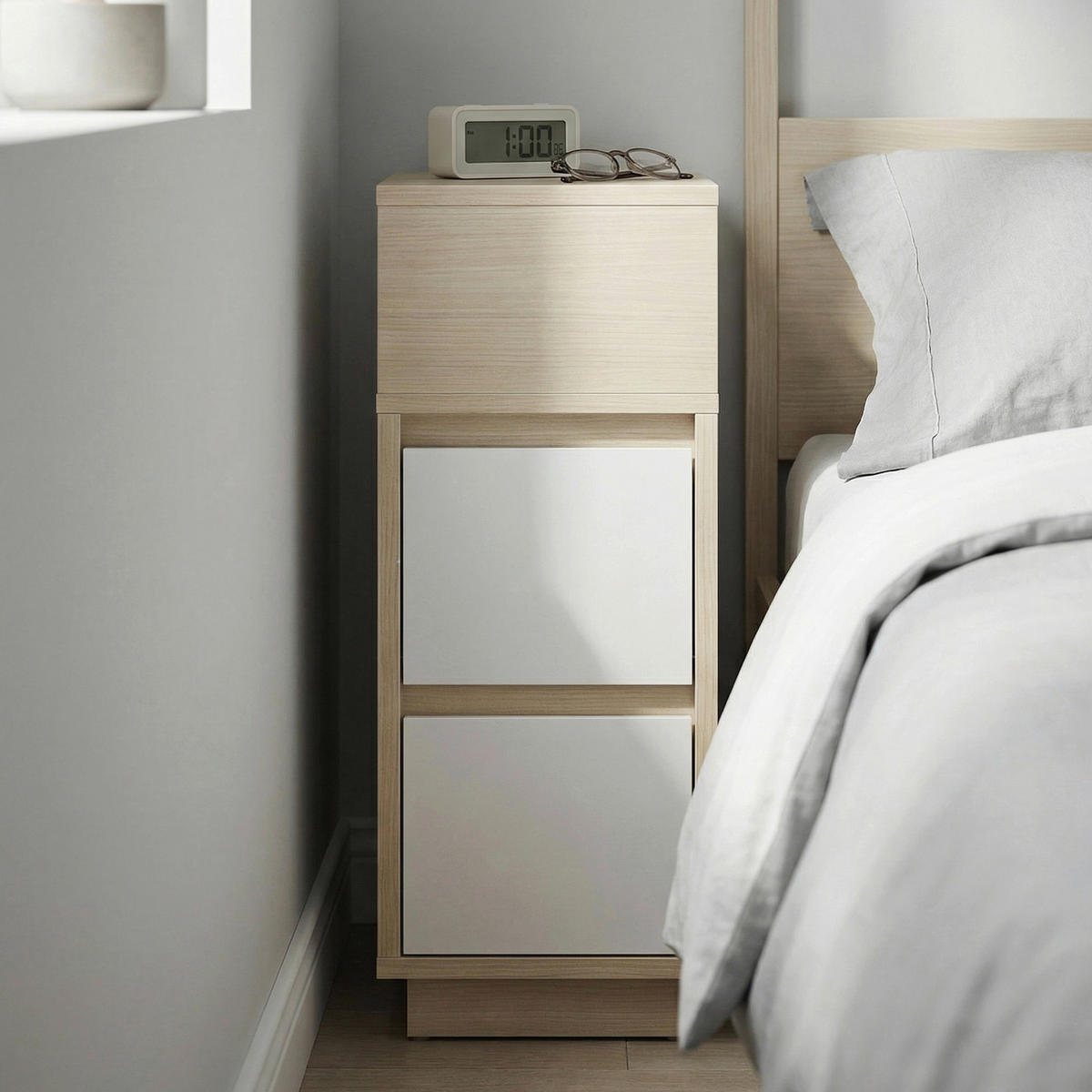 NACHTSCHRANKSET 25/65/30 cm  - Hellbraun/Weiß, KONVENTIONELL, Holzwerkstoff (25/65/30cm) - Boxxx