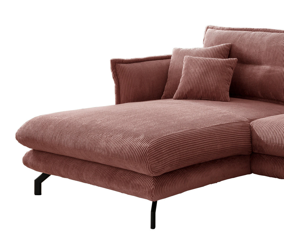 ECKSOFA in Cord Koralle  - Koralle/Schwarz, Modern, Textil/Metall (180/255cm) - Livetastic