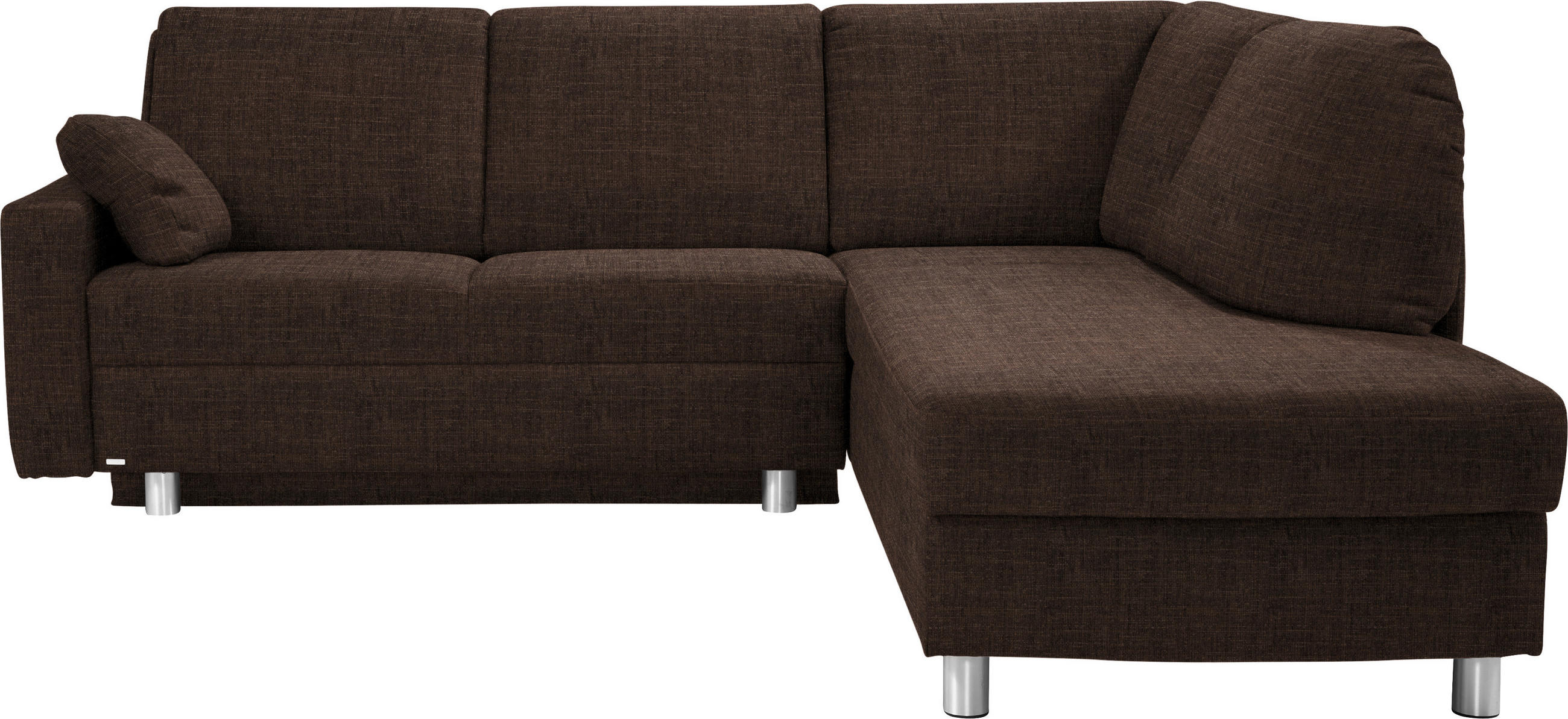 ECKSOFA in Chenille Dunkelbraun  227/208 cm  - Dunkelbraun/Alufarben, KONVENTIONELL, Textil/Metall (227/208cm) - Sedda