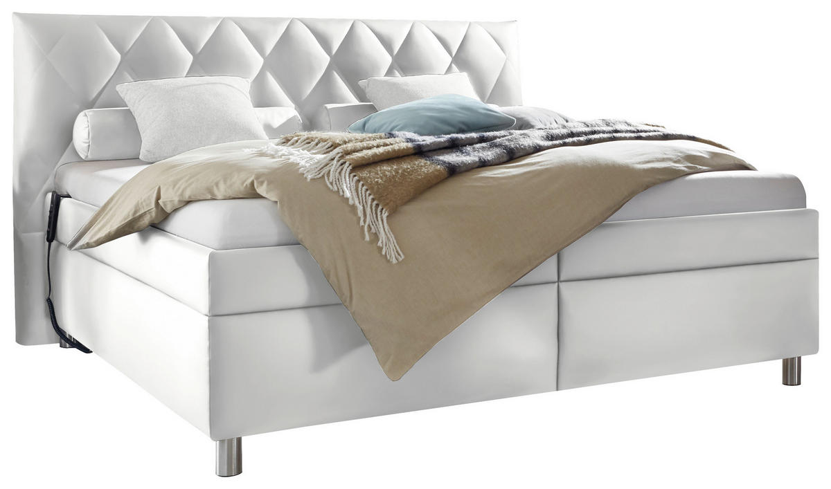 POLSTERBETT 160/200 cm  in Weiss  - Weiss/Silberfarben, Konventionell, Holz/Textil (160/200cm) - Esposa