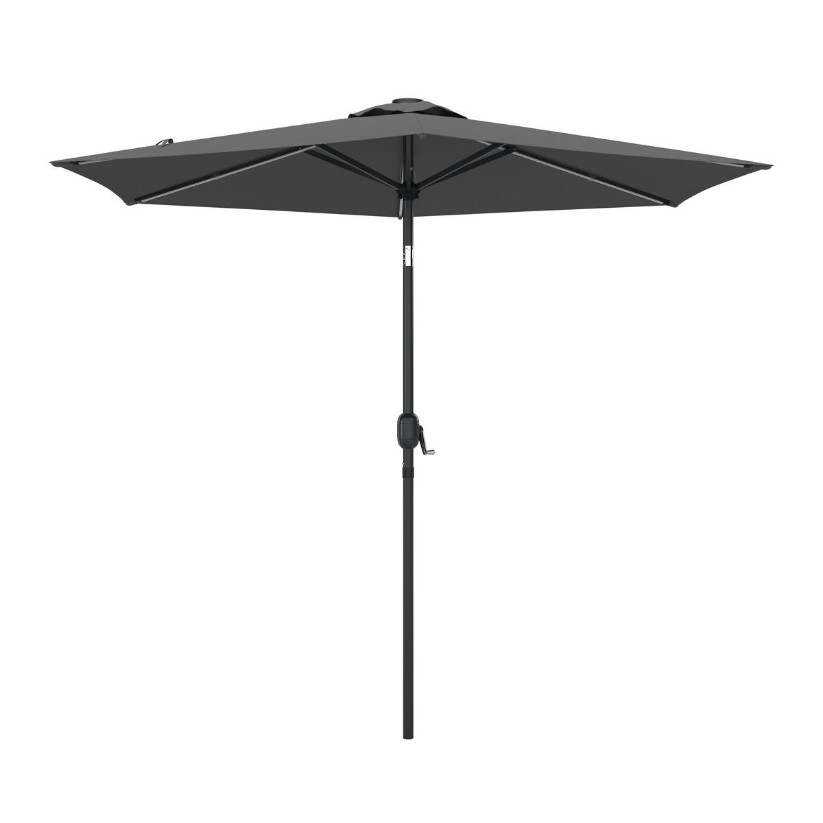 Sonnenschirm LED-Beleuchtung 270 cm Dunkelgrau  - Dunkelgrau, MODERN, Textil/Metall - Ambia Garden