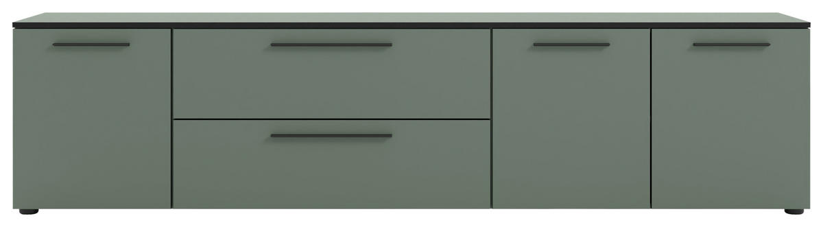 LOWBOARD  in 225/55/40 cm  - Schilfgrün/Schwarz, MODERN, Holzwerkstoff/Kunststoff (225/55/40cm)