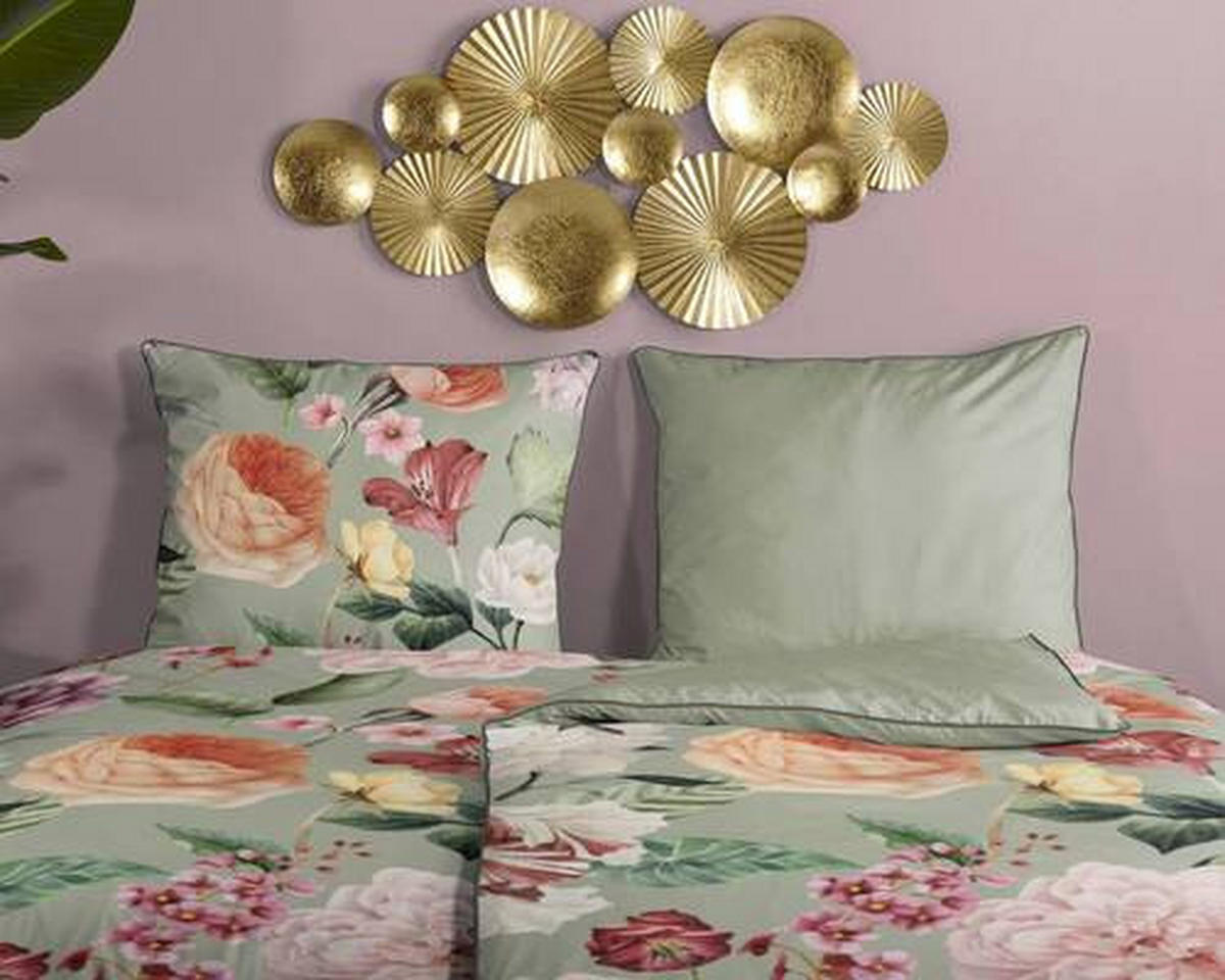 WENDEBETTWÄSCHE Fiori Satin 200/200 cm  - Jadegrün/Mintgrün, Natur, Textil (200/200cm)