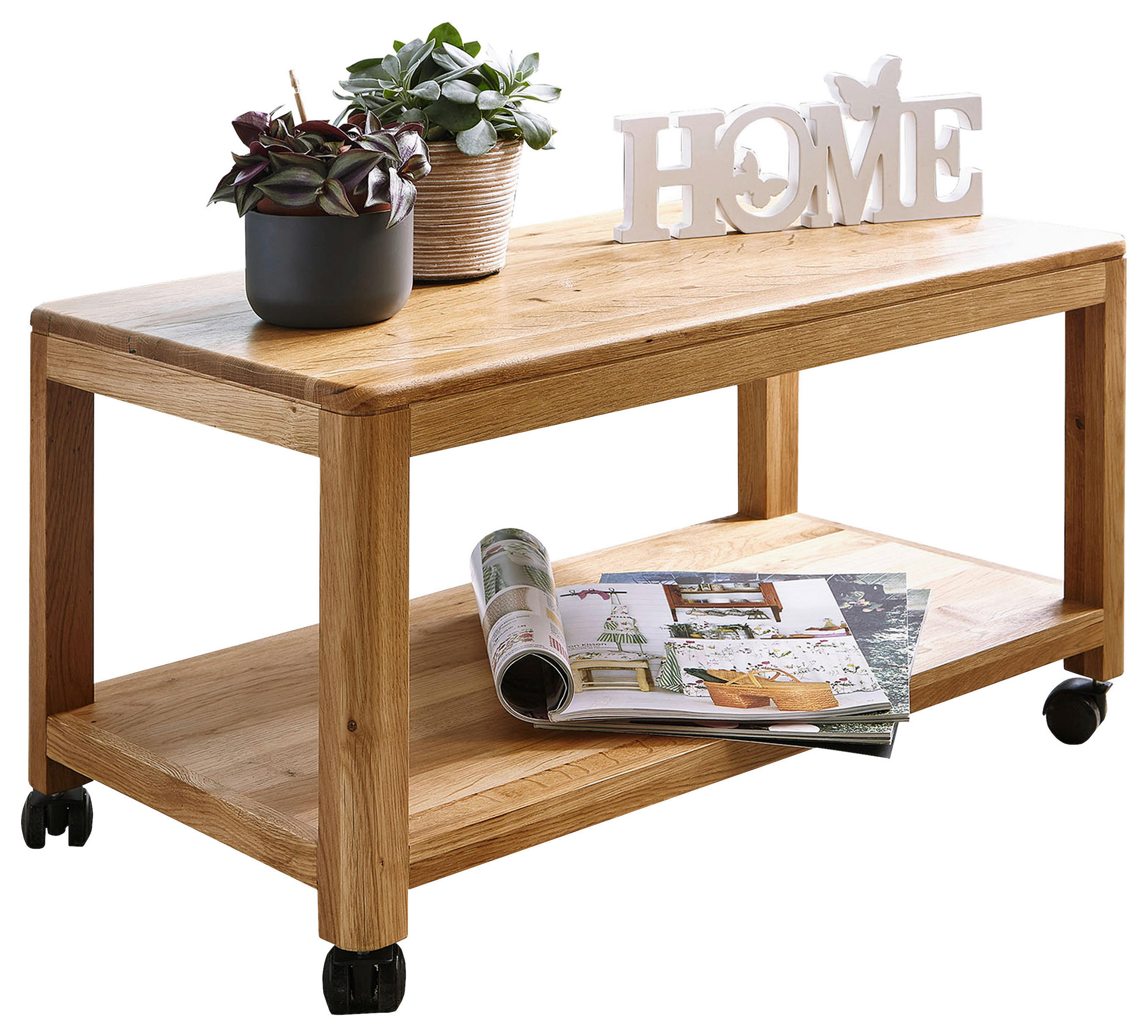 SERVIERWAGEN Wildeiche massiv Eichefarben  - Eichefarben, Basics, Holz/Kunststoff (75/40/40cm)