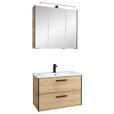 BADEZIMMER 3-teilig in 75 cm - Eichefarben/Schwarz, Natur, Keramik/Holzwerkstoff (75cm) - Xora