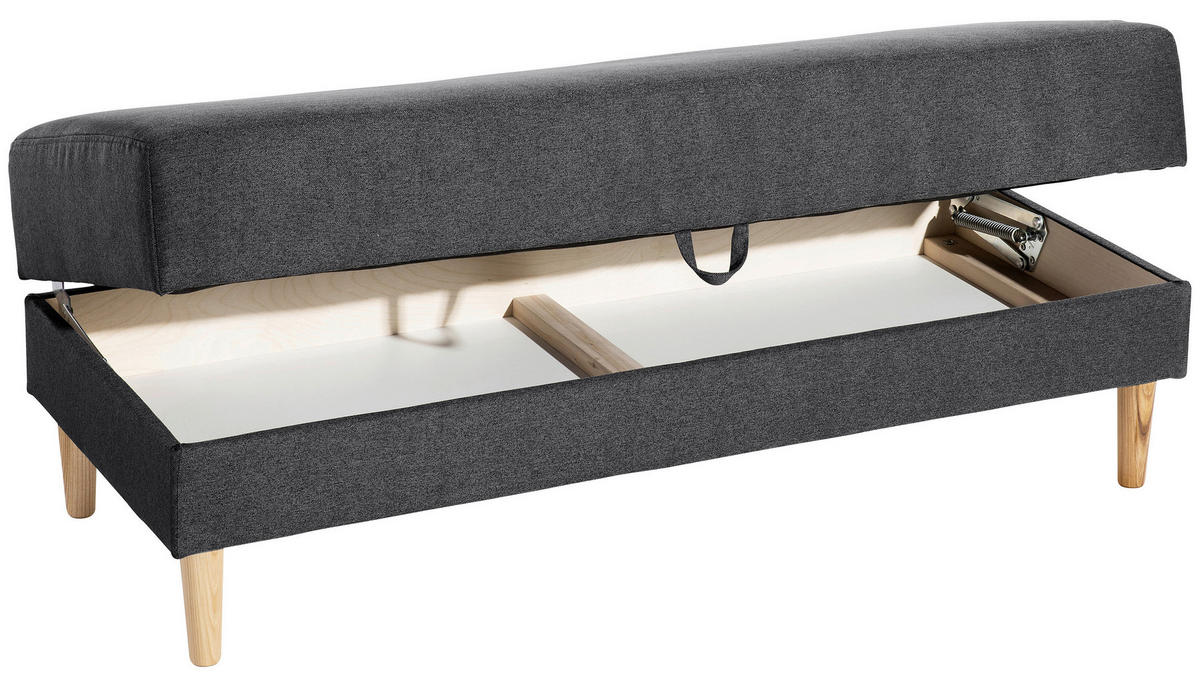ECKSCHLAFSOFA inkl. Hocker  mit Schlafen auf Sitzhöhe Flachgewebe Graphitfarben  - Eschefarben/Graphitfarben, MODERN, Holz/Textil (223/152cm) - Max Winzer