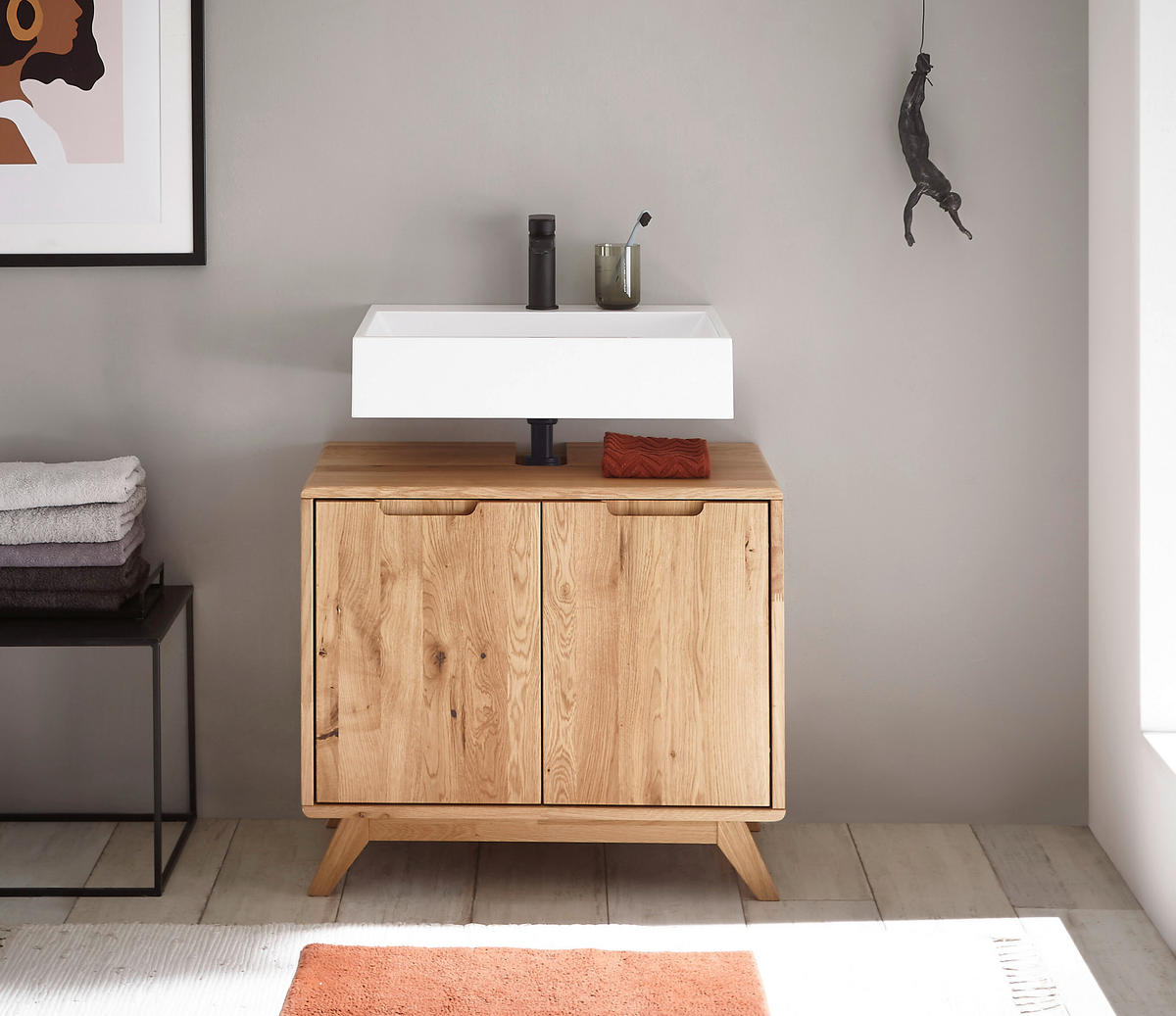 WASCHBECKENUNTERSCHRANK 70/60/40 cm  - Wildeiche, Basics, Holz (70/60/40cm) - Linea Natura