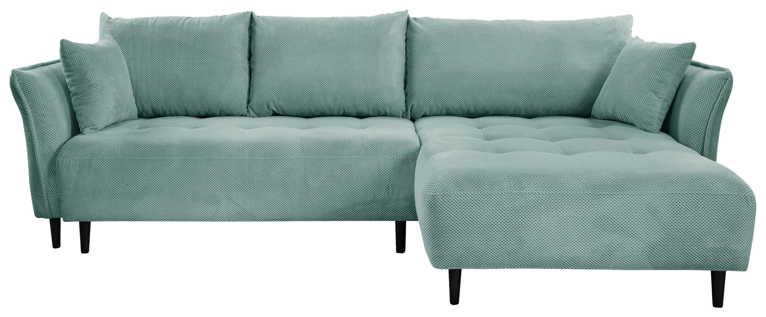 ECKSOFA in Chenille Mintgrün  - Schwarz/Mintgrün, KONVENTIONELL, Holz/Textil (290/160cm) - Carryhome