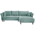 ECKSOFA Mintgrün Chenille  - Schwarz/Mintgrün, KONVENTIONELL, Holz/Textil (290/160cm) - Carryhome