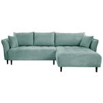 ECKSOFA in Chenille Mintgrün  - Schwarz/Mintgrün, KONVENTIONELL, Holz/Textil (290/160cm) - Carryhome