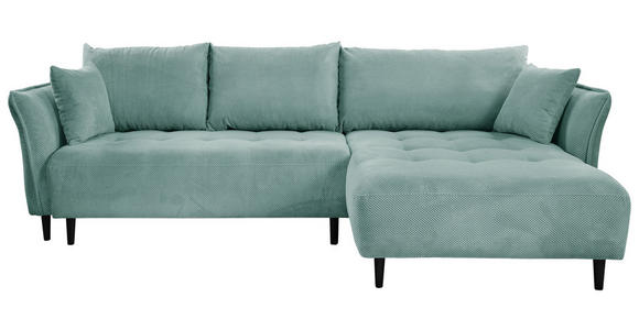 ECKSOFA Mintgrün Chenille - Schwarz/Mintgrün, KONVENTIONELL, Holz/Textil (290/160cm) - Carryhome