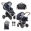 KINDERWAGENSET  F4 Air+   - Silberfarben/Schwarz, Basics, Textil/Metall (57/129/100cm) - Gesslein