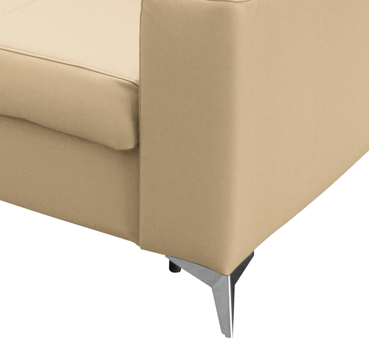 SCHLAFSOFA Beige Echtleder Lederlook  - Beige/Silberfarben, Design, Leder/Textil (206/95/101cm) - Livetastic