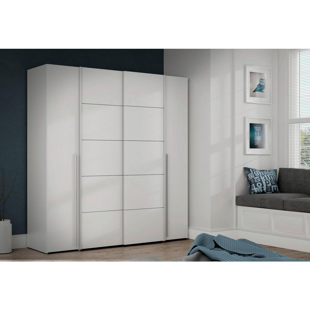 Thumbnail - Mid.you Kleiderschrank Forte Narago, Weiß, Kunststoff, 10 Fächer, 200x210x61.2 cm, Schlafzimmer, Kleiderschränke, Drehtü...