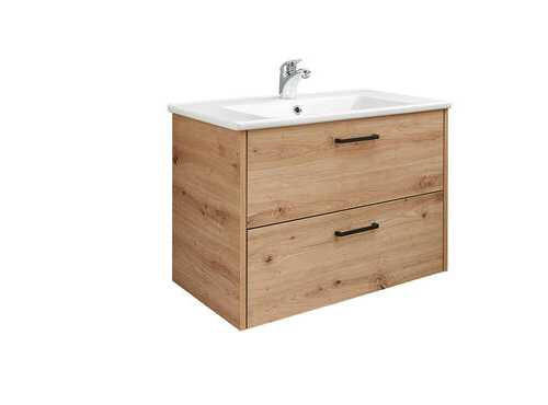 WASCHTISCHKOMBI 75 cm - Eichefarben/Schwarz, Design, Keramik/Holzwerkstoff (75cm) - Xora