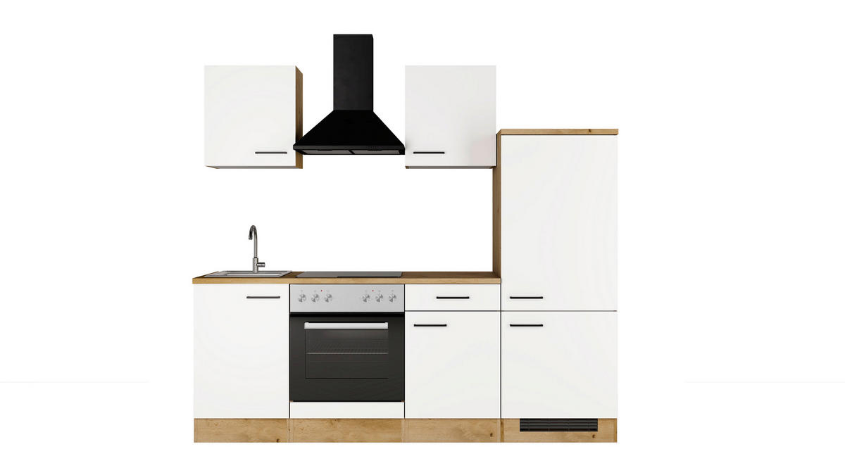 KÜCHENBLOCK 220 cm  in Eichefarben, Magnolie  - Eichefarben/Magnolie, Trend, Holzwerkstoff/Metall (220cm) - FlexWell