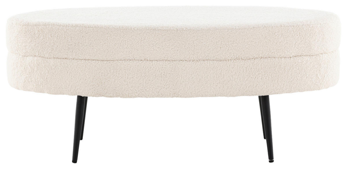 HOCKERBANK 100/41/40 cm Teddystoff Weiß, Schwarz Metall  - Schwarz/Weiß, Design, Textil/Metall (100/41/40cm) - Livetastic