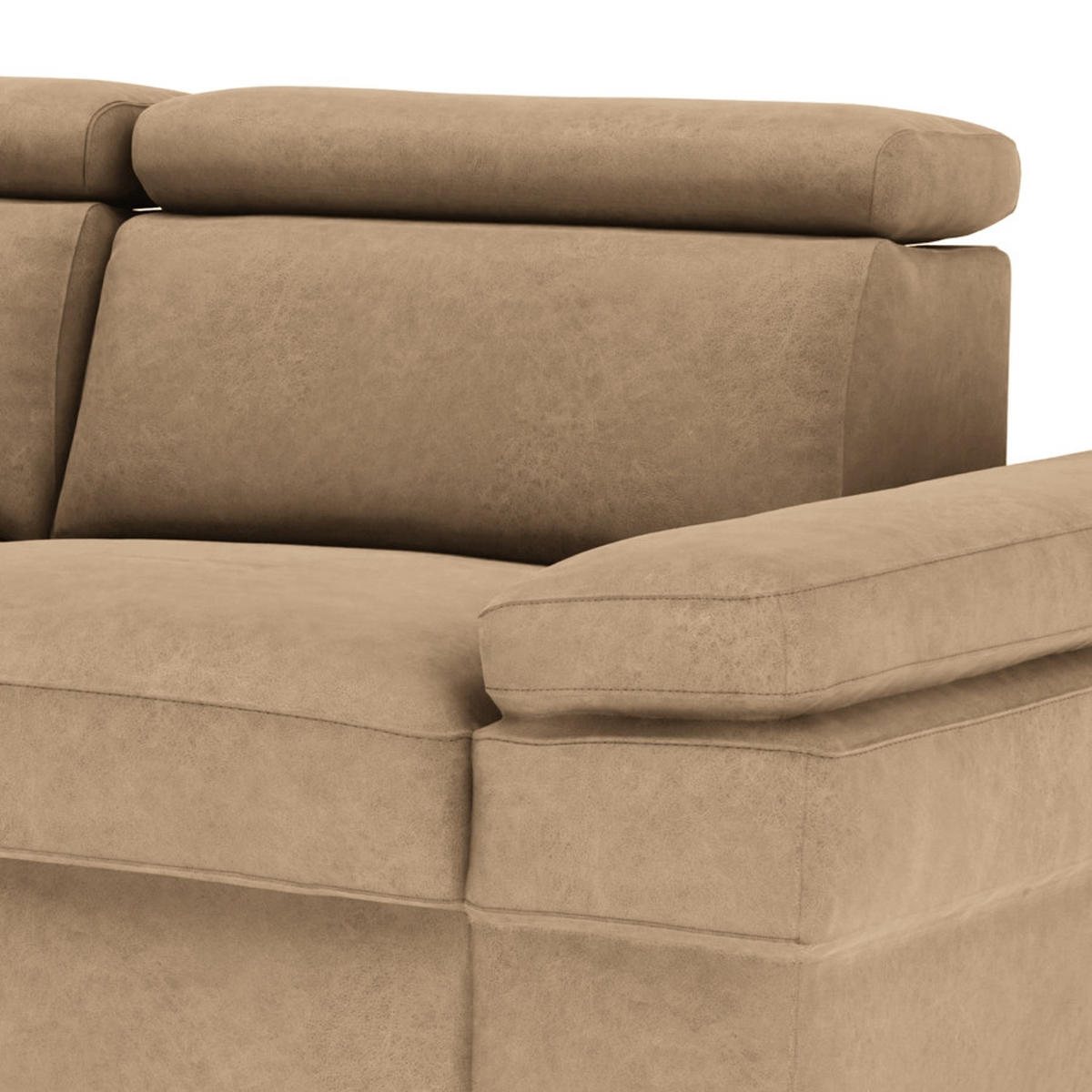 ECKSOFA in Mikrofaser Sandfarben  - Sandfarben/Silberfarben, Konventionell, Textil/Metall (260/82/182cm) - Trendmanufaktur