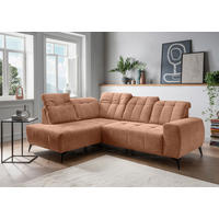 ECKSOFA Koralle Chenille  - Koralle/Schwarz, MODERN, Textil/Metall (200/261cm) - Livetastic