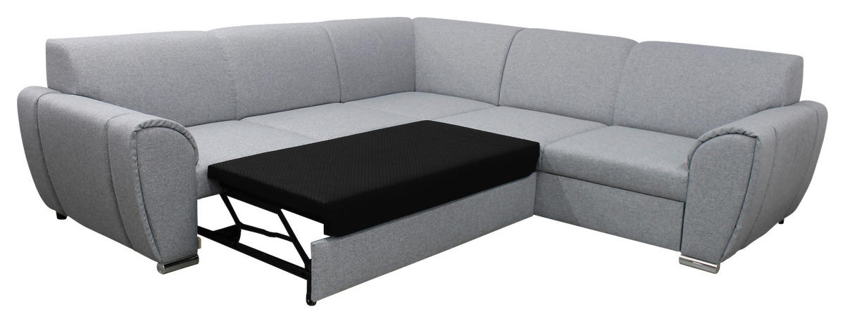 ECKSOFA Hellgrau Flachgewebe  - Silberfarben/Hellgrau, Design, Kunststoff/Textil (266/266cm) - Livetastic